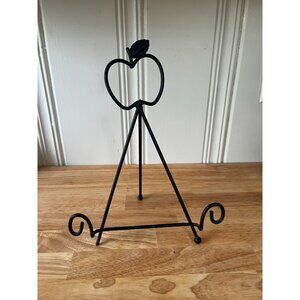 Apple-Shaped Black Metal Easel Stand For Photos & Plates